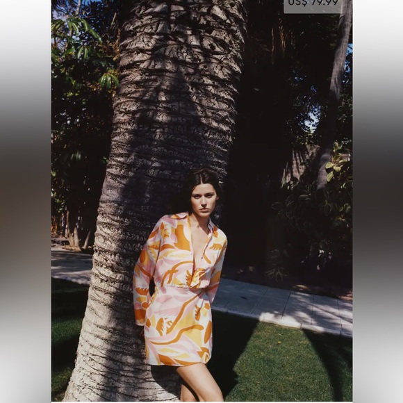 Mango Printed Flowy Dress Sz. M - Picture 10 of 13